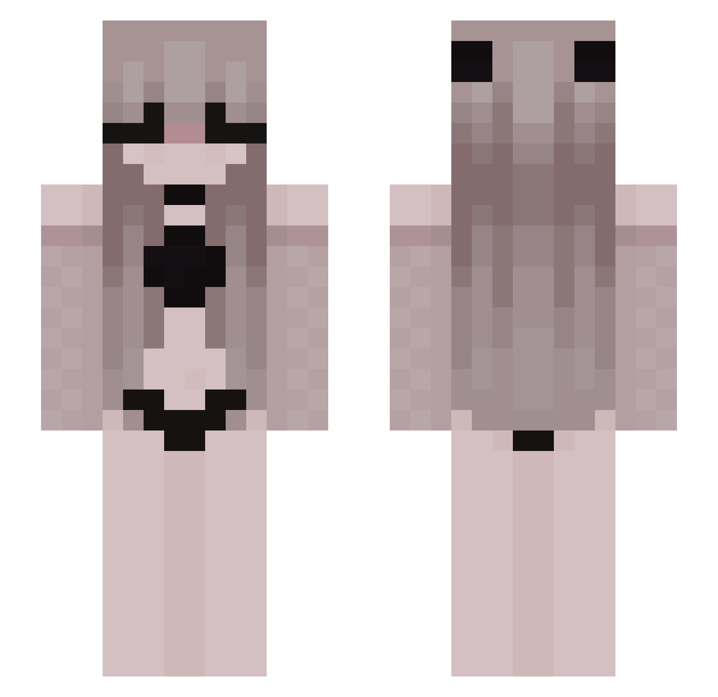 zroqq Minecraft skin, front and back view