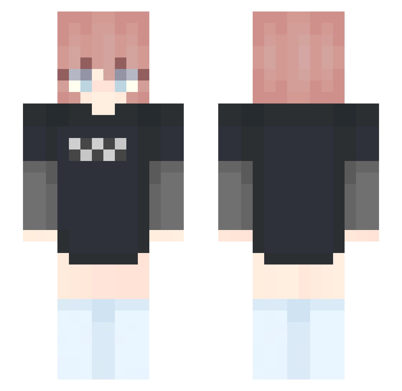 xKeksl Minecraft skin, front and back view