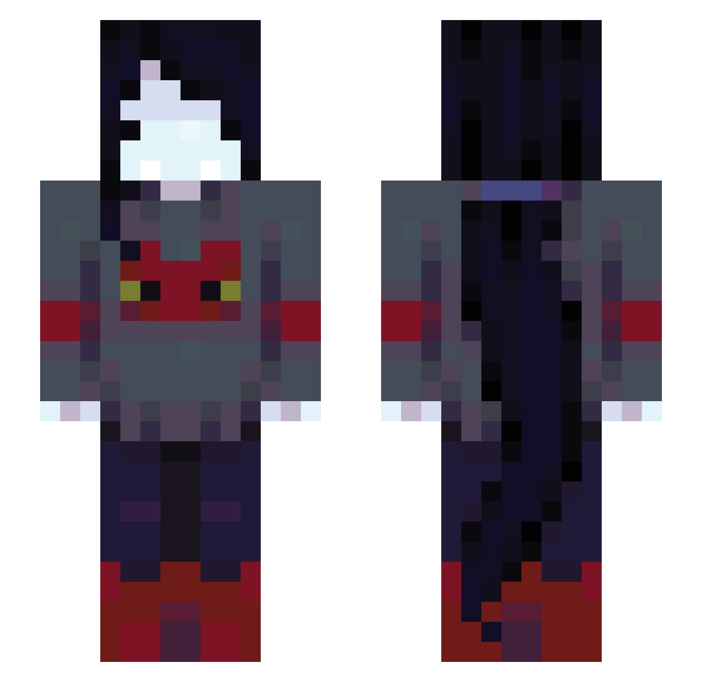 Organic_Jood Minecraft skin, front and back view