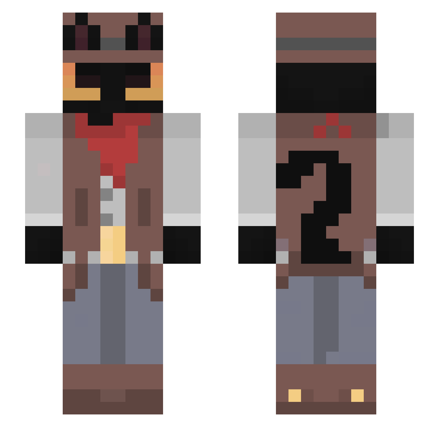 pyr0p Minecraft skin, front and back view
