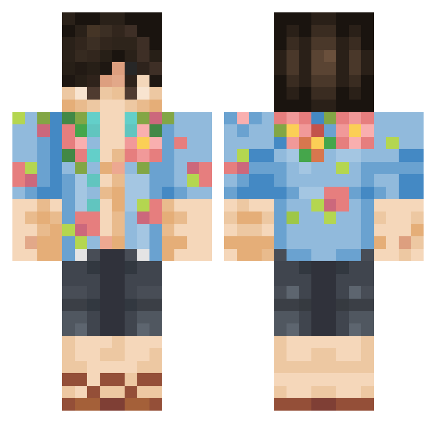 DeriCreme Minecraft skin, front and back view