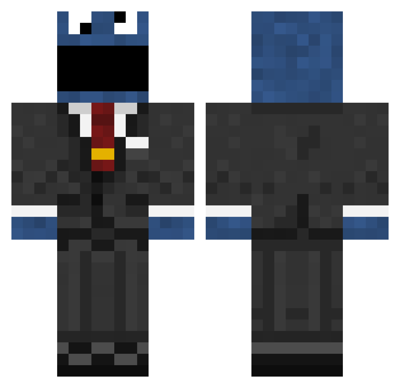 justfonzie Minecraft skin, front and back view
