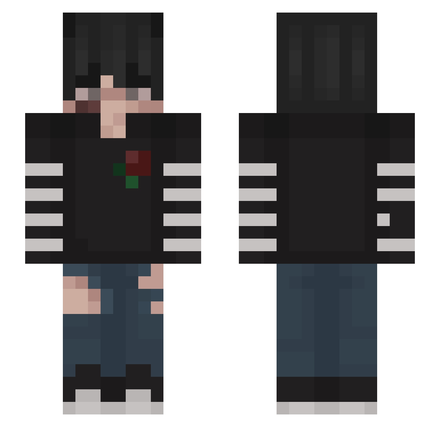 Klino Minecraft skin, front and back view