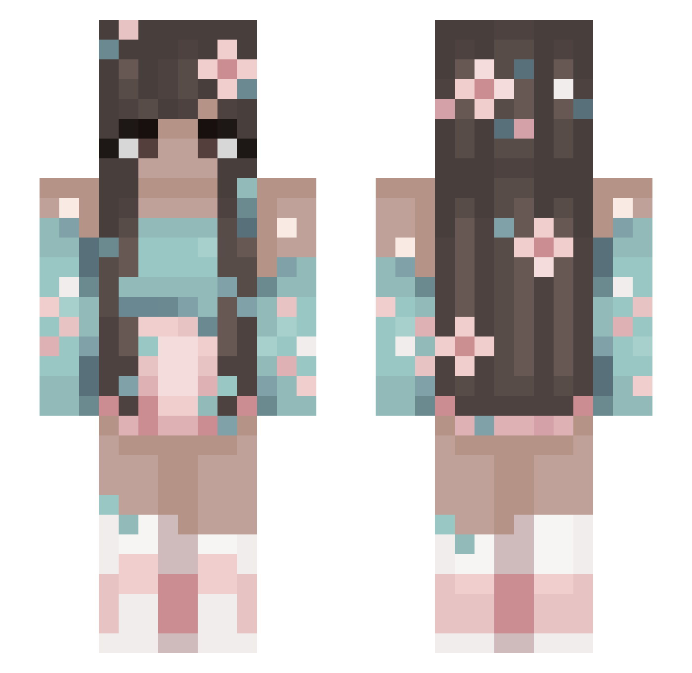 memgie Minecraft skin, front and back view