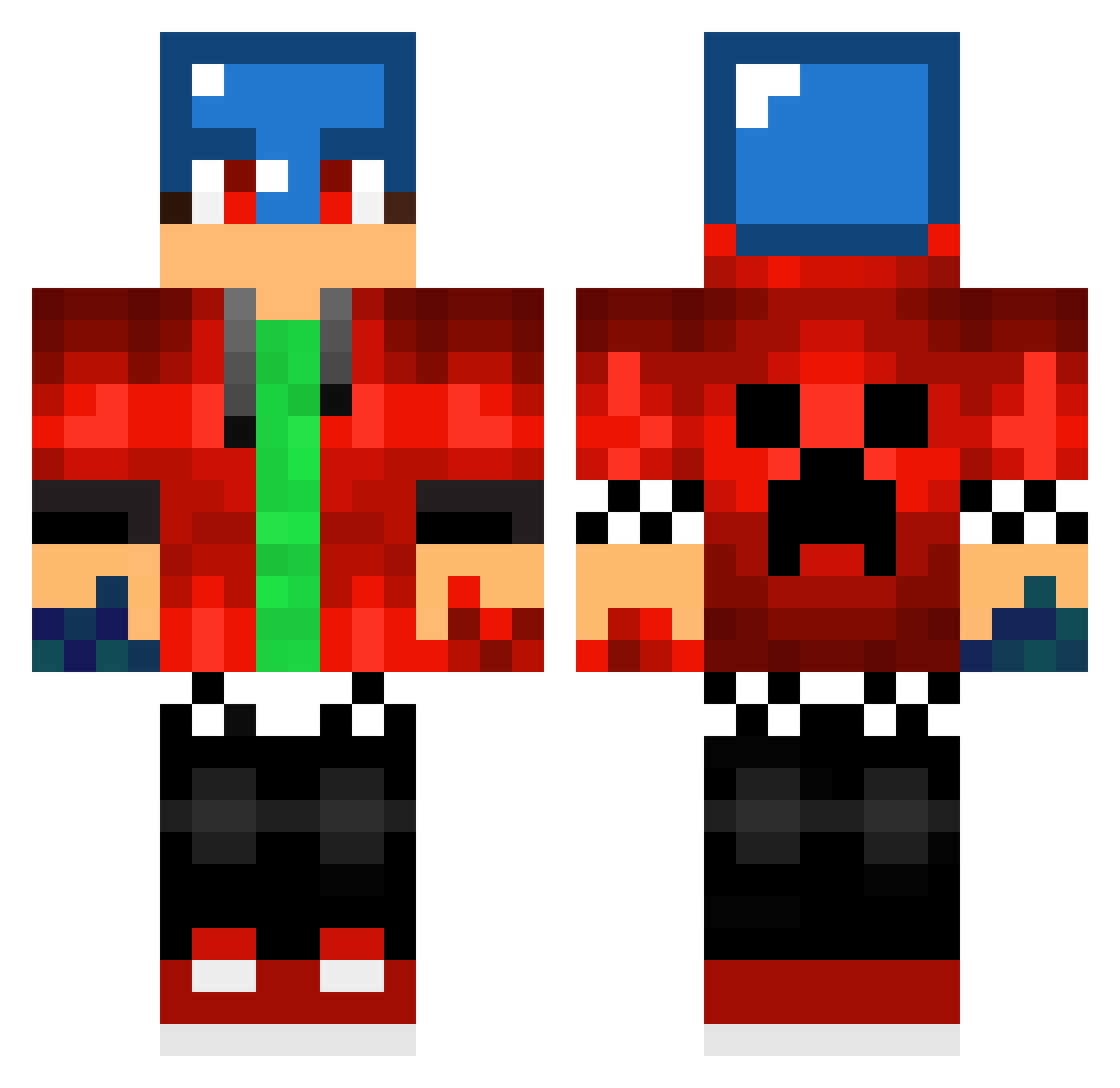 WorldOfMarkus Minecraft skin, front and back view