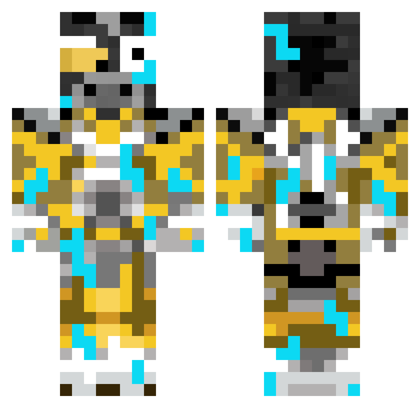 Elwevos Minecraft skin, front and back view