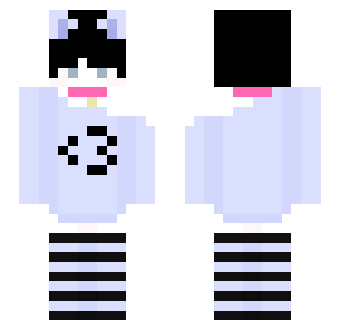 plsletmekiss Minecraft skin, front and back view