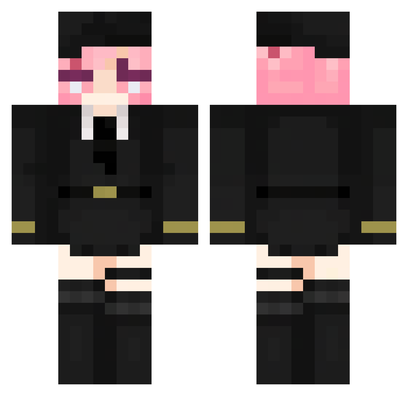 MySoftThighs Minecraft skin, front and back view