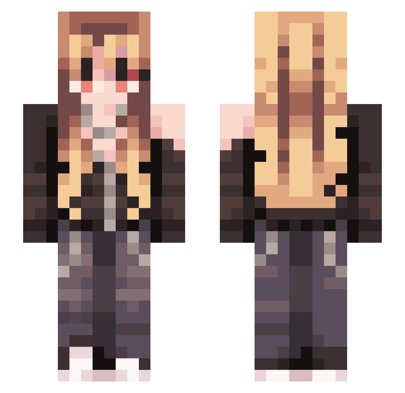lilvixx Minecraft skin, front and back view