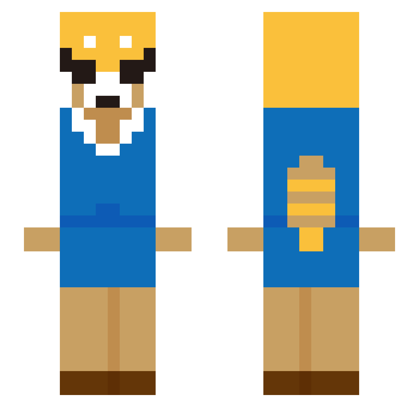 Klahecc Minecraft skin, front and back view