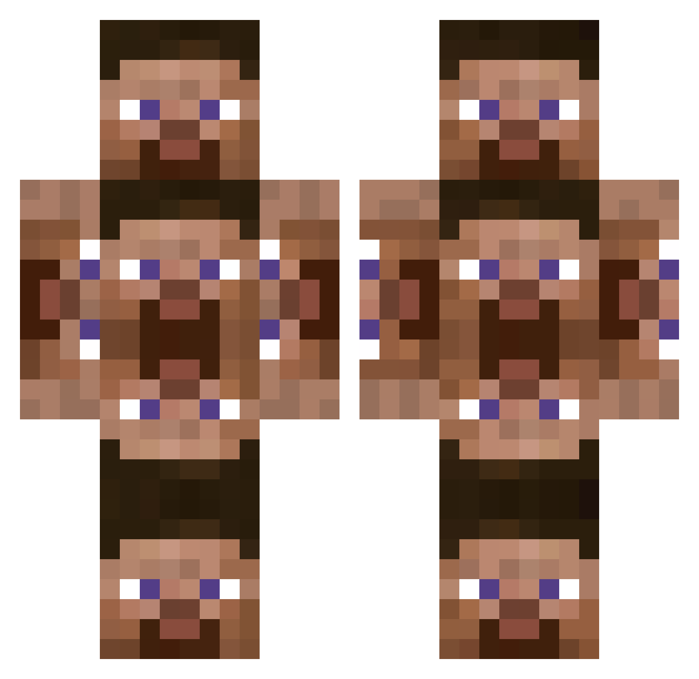 RobertLikesMen Minecraft skin, front and back view