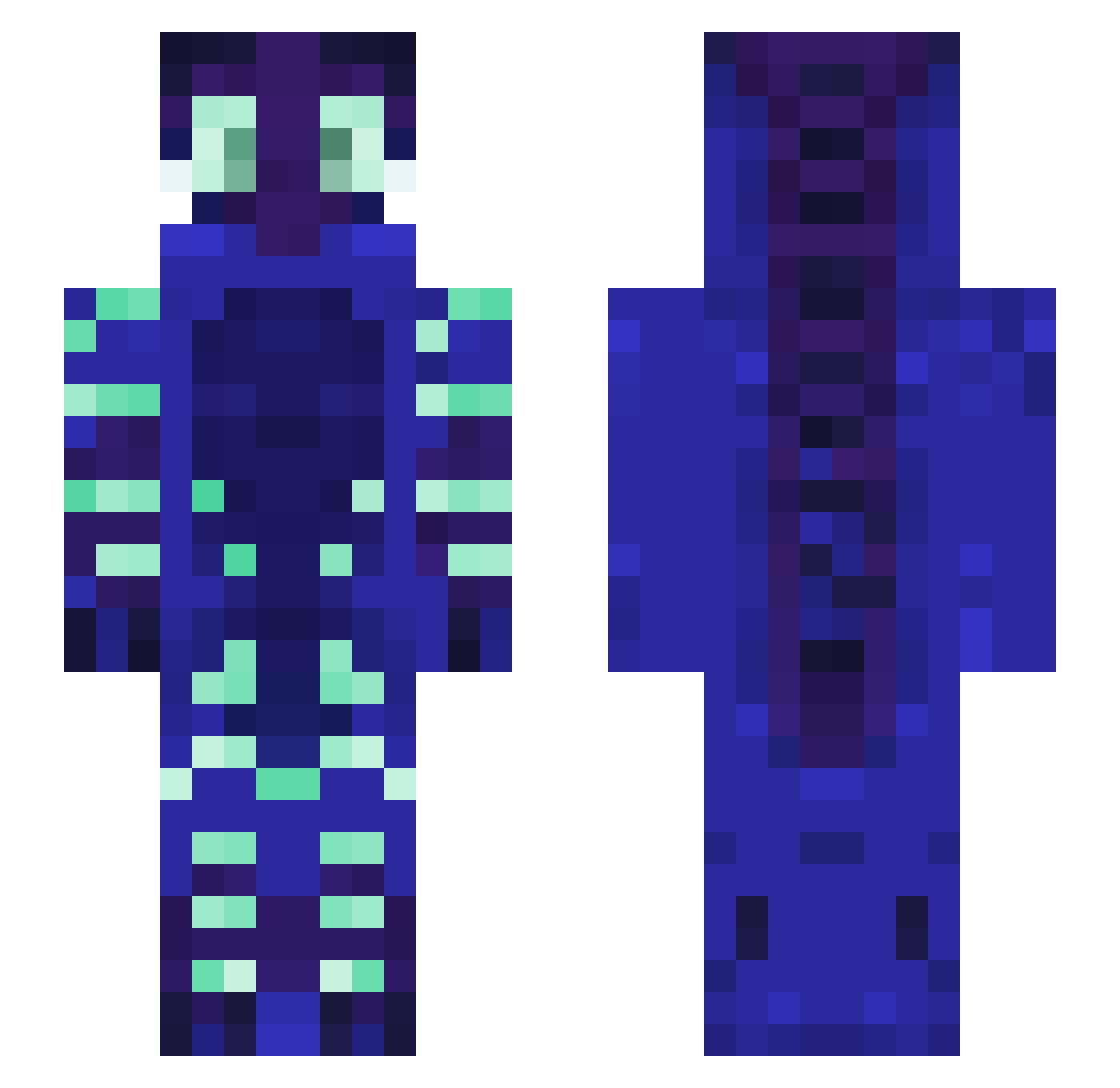 Griddies Minecraft skin, front and back view