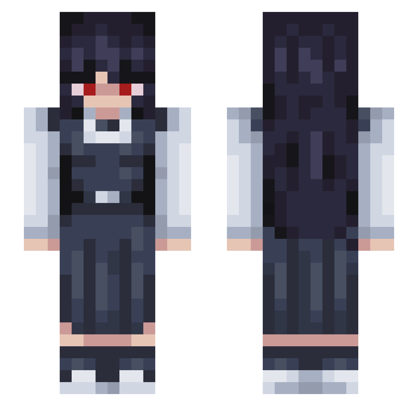 mebii Minecraft skin, front and back view