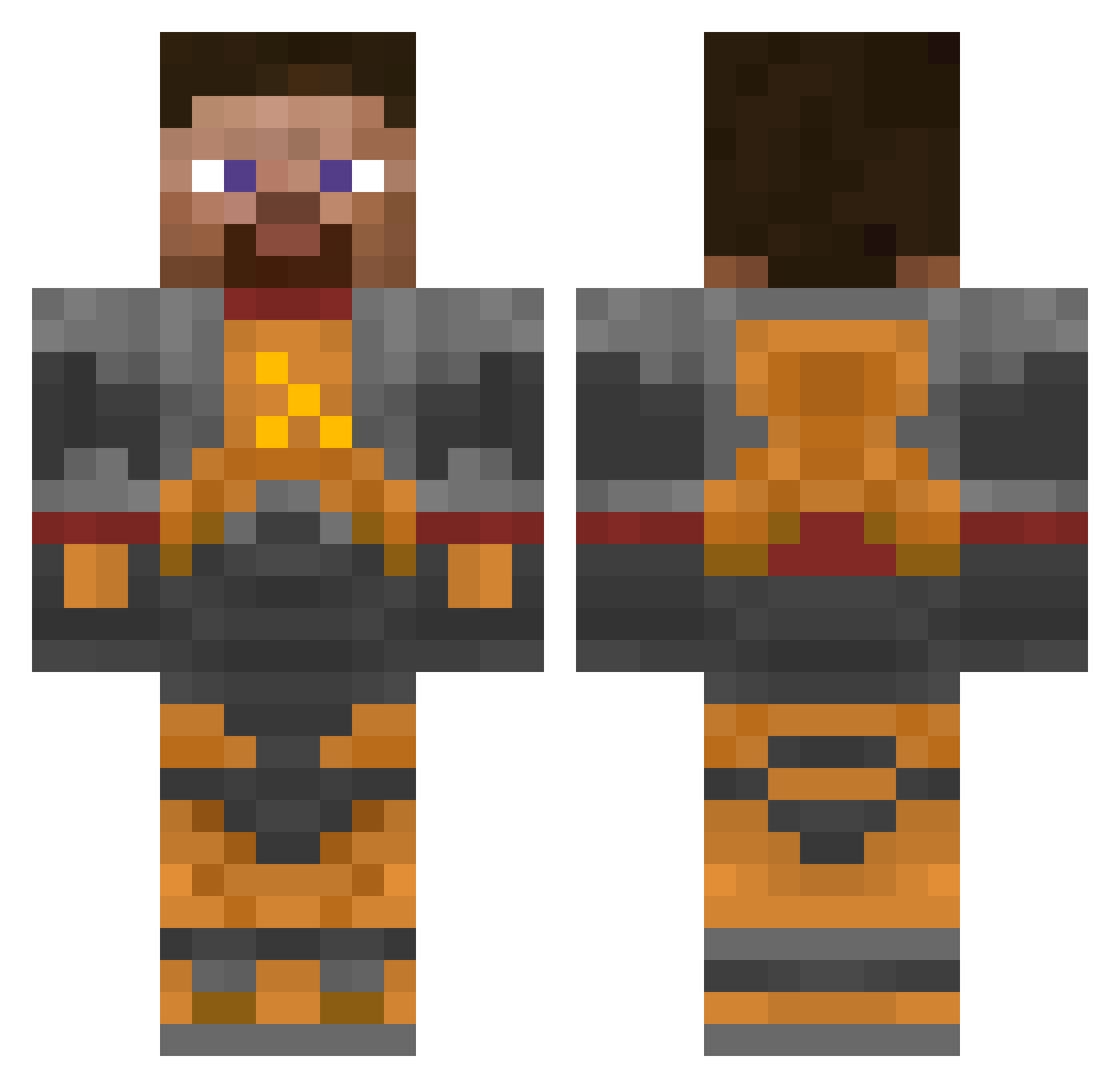 Vornu Minecraft skin, front and back view