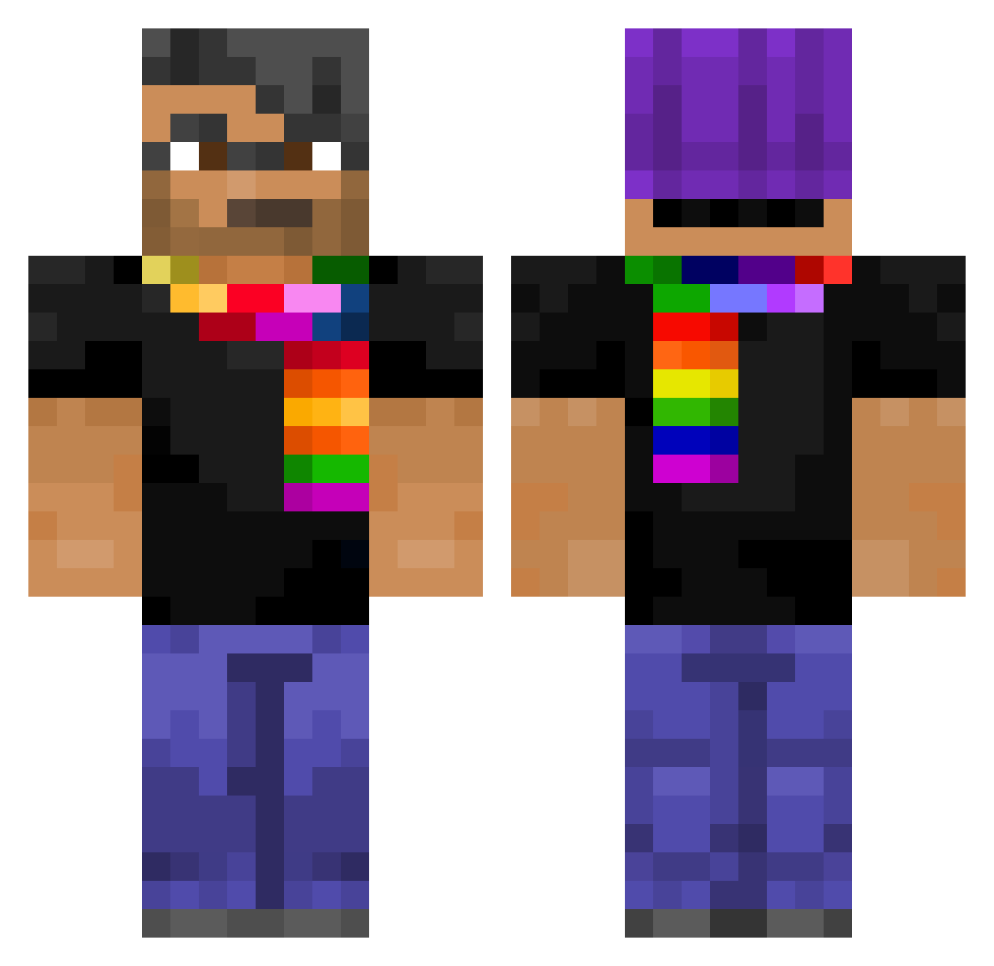 AxolotlWaffles Minecraft skin, front and back view