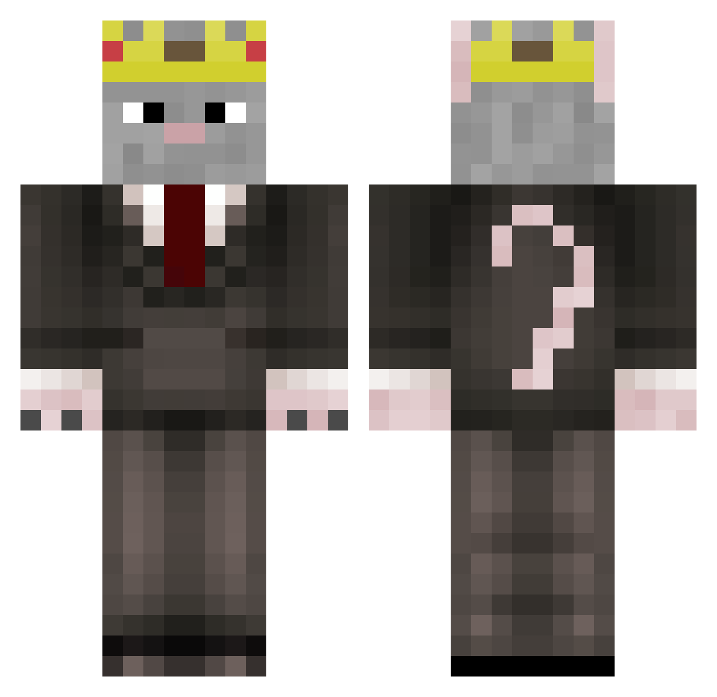 xTNTUP Minecraft skin, front and back view