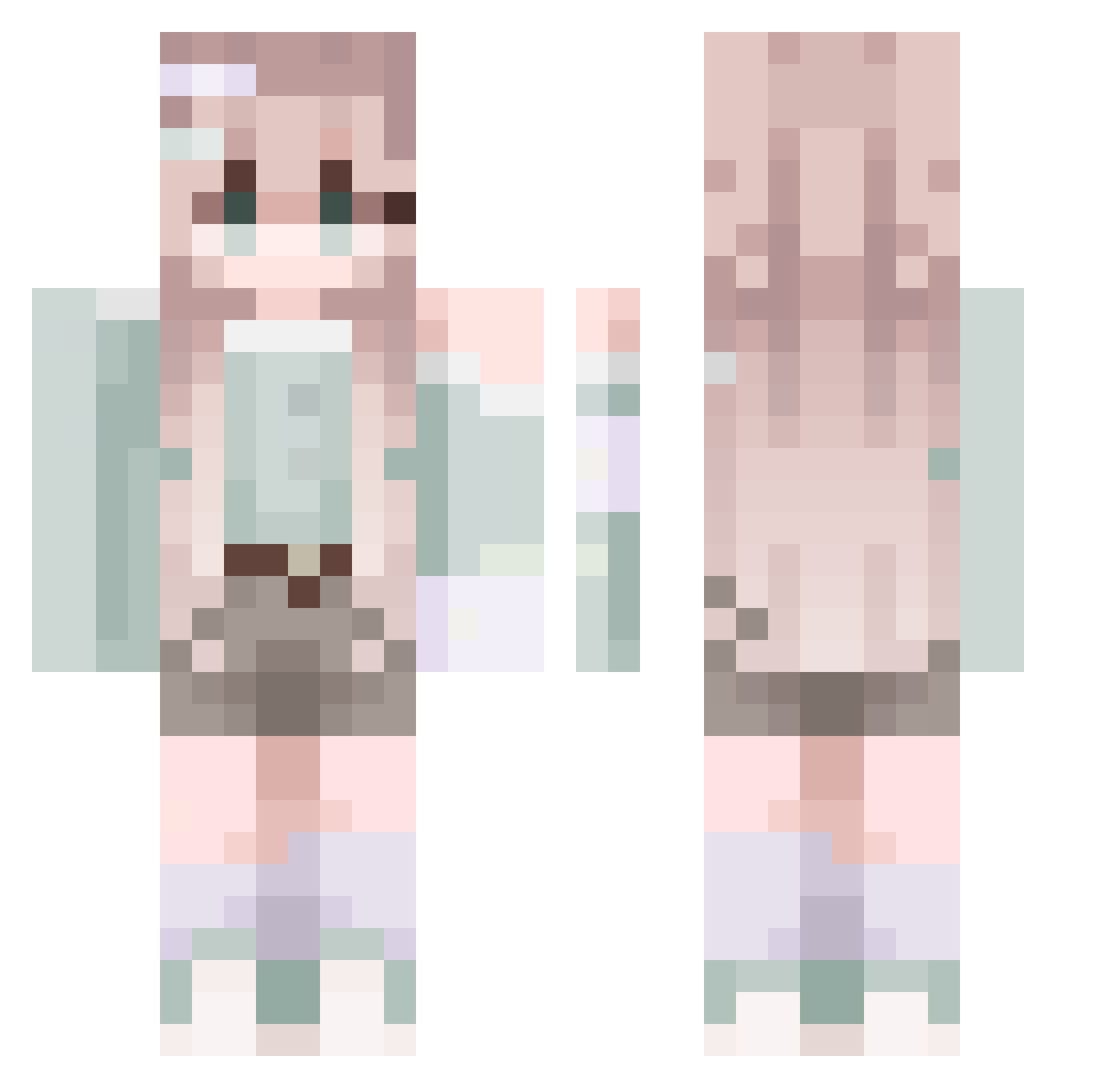 WorldKaze Minecraft skin, front and back view