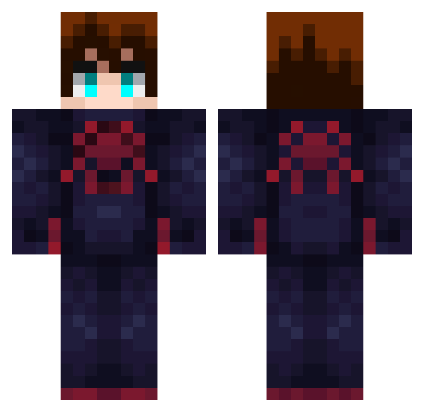 ShinxPvP Minecraft skin, front and back view