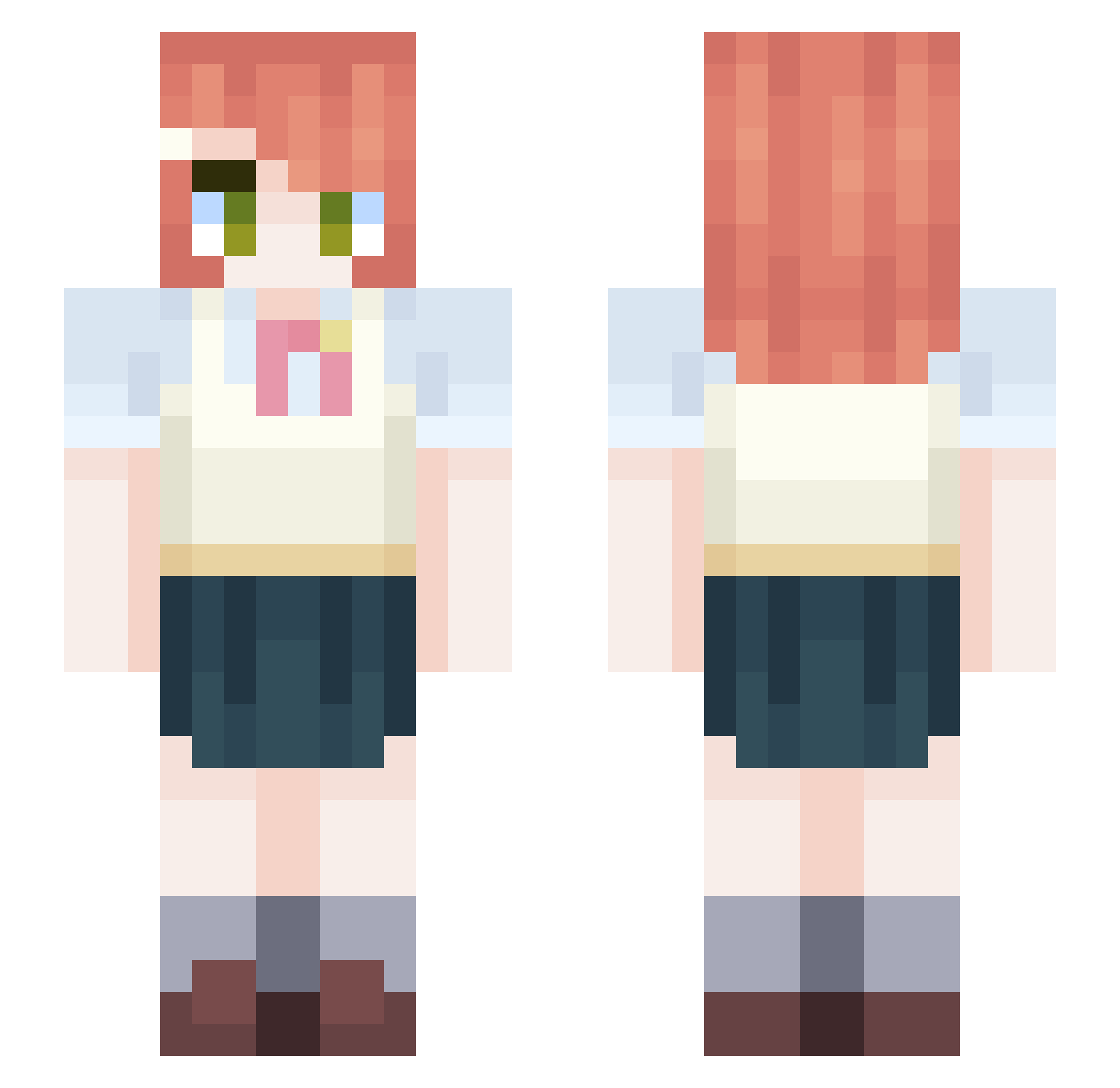 AyumuOVO Minecraft skin, front and back view