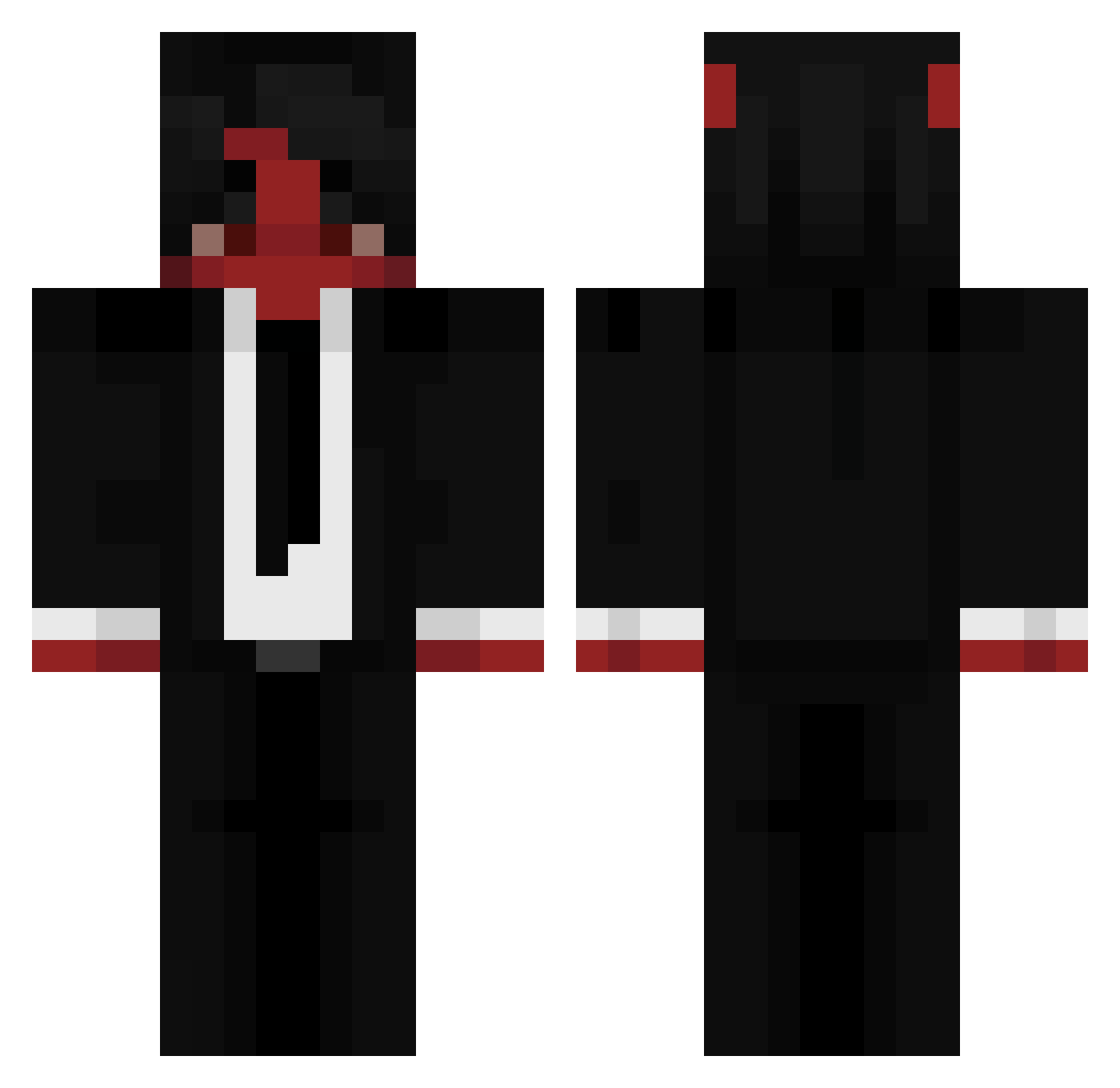 Elkynox Minecraft skin, front and back view