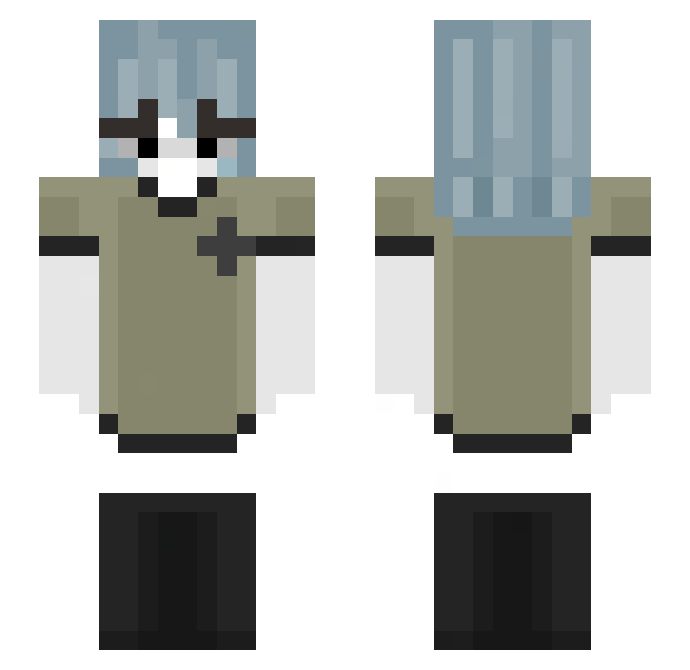 takiibot Minecraft skin, front and back view