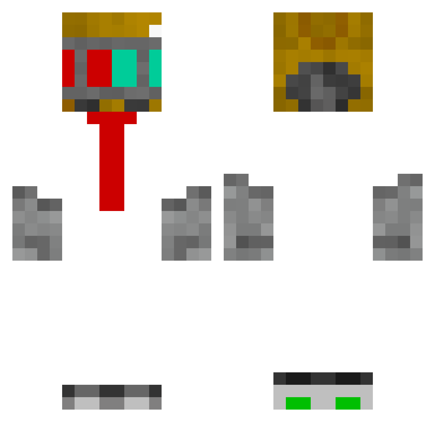 Quiz Minecraft skin, front and back view