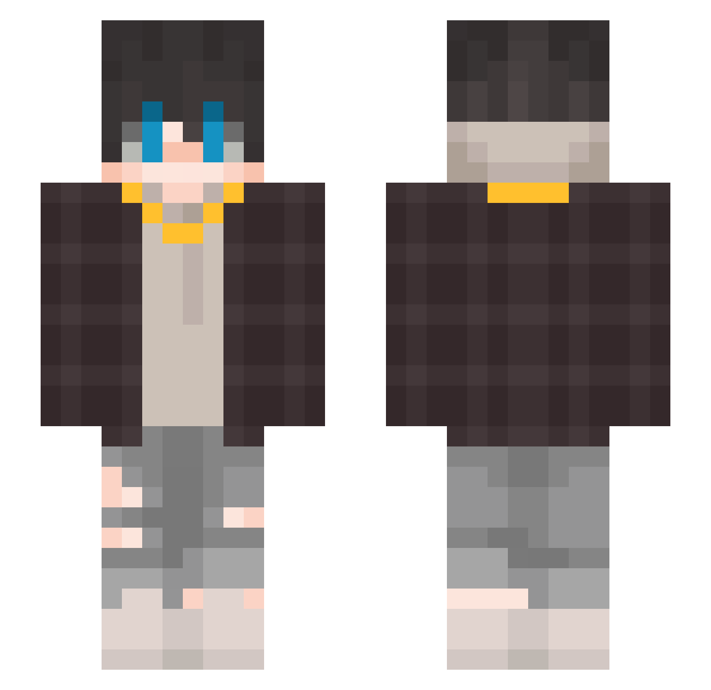 Vuzi Minecraft skin, front and back view