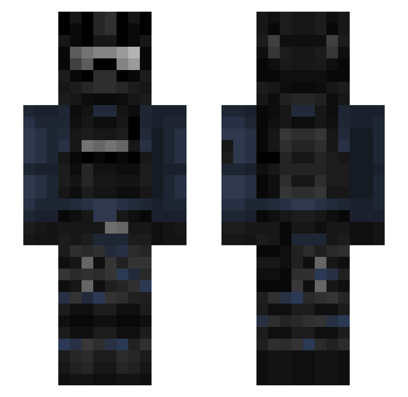 MrSamo Minecraft skin, front and back view