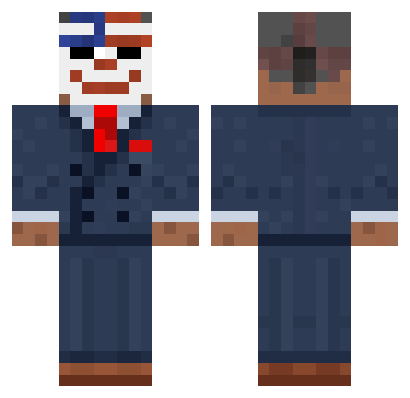 unobtainablename Minecraft skin, front and back view