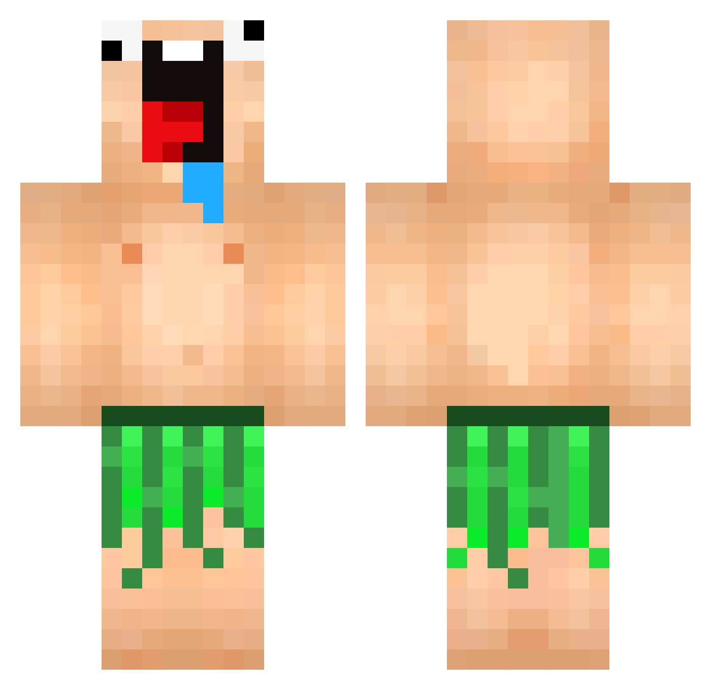 Runieboy Minecraft skin, front and back view