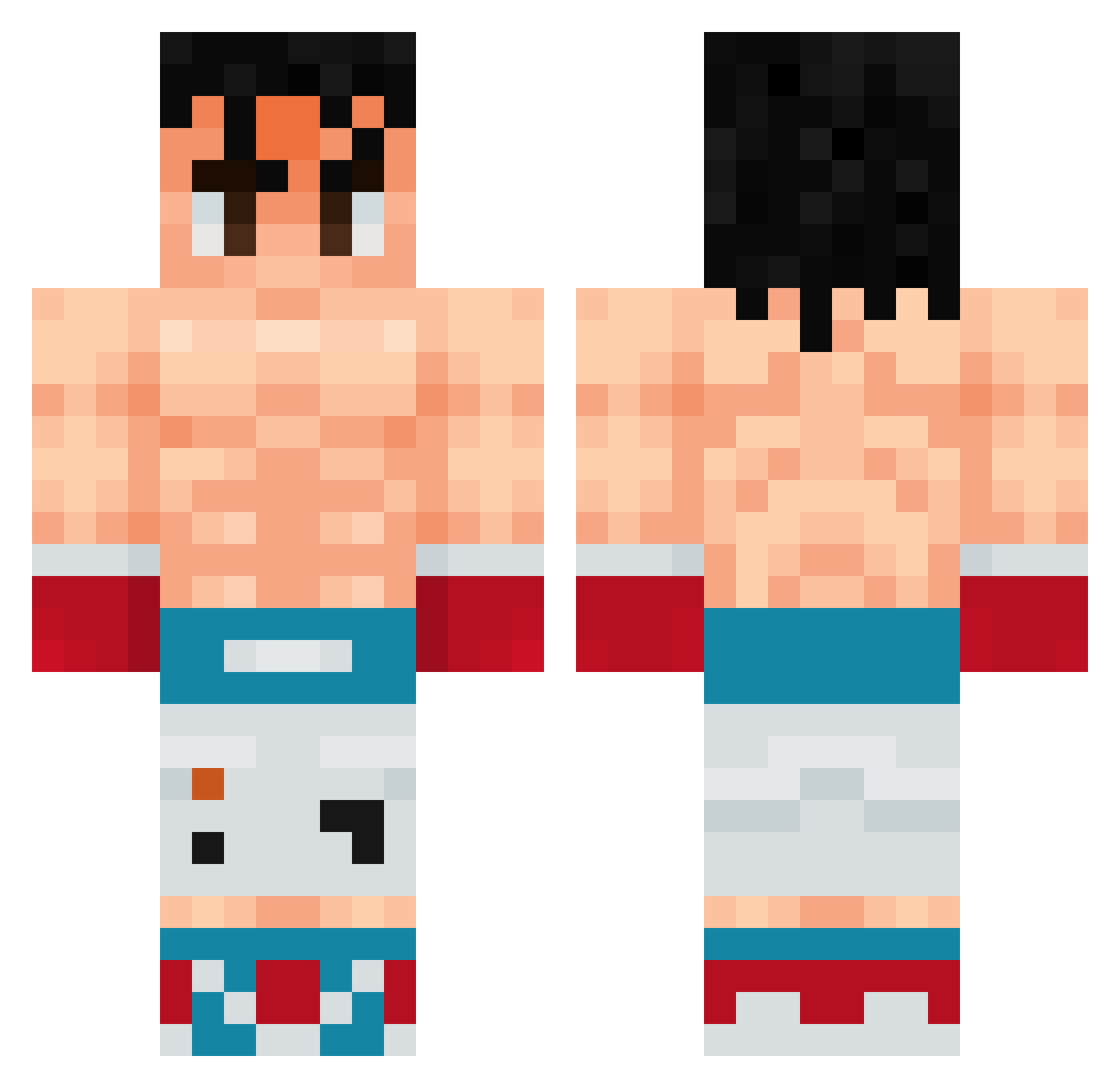 NeverLateMC Minecraft skin, front and back view