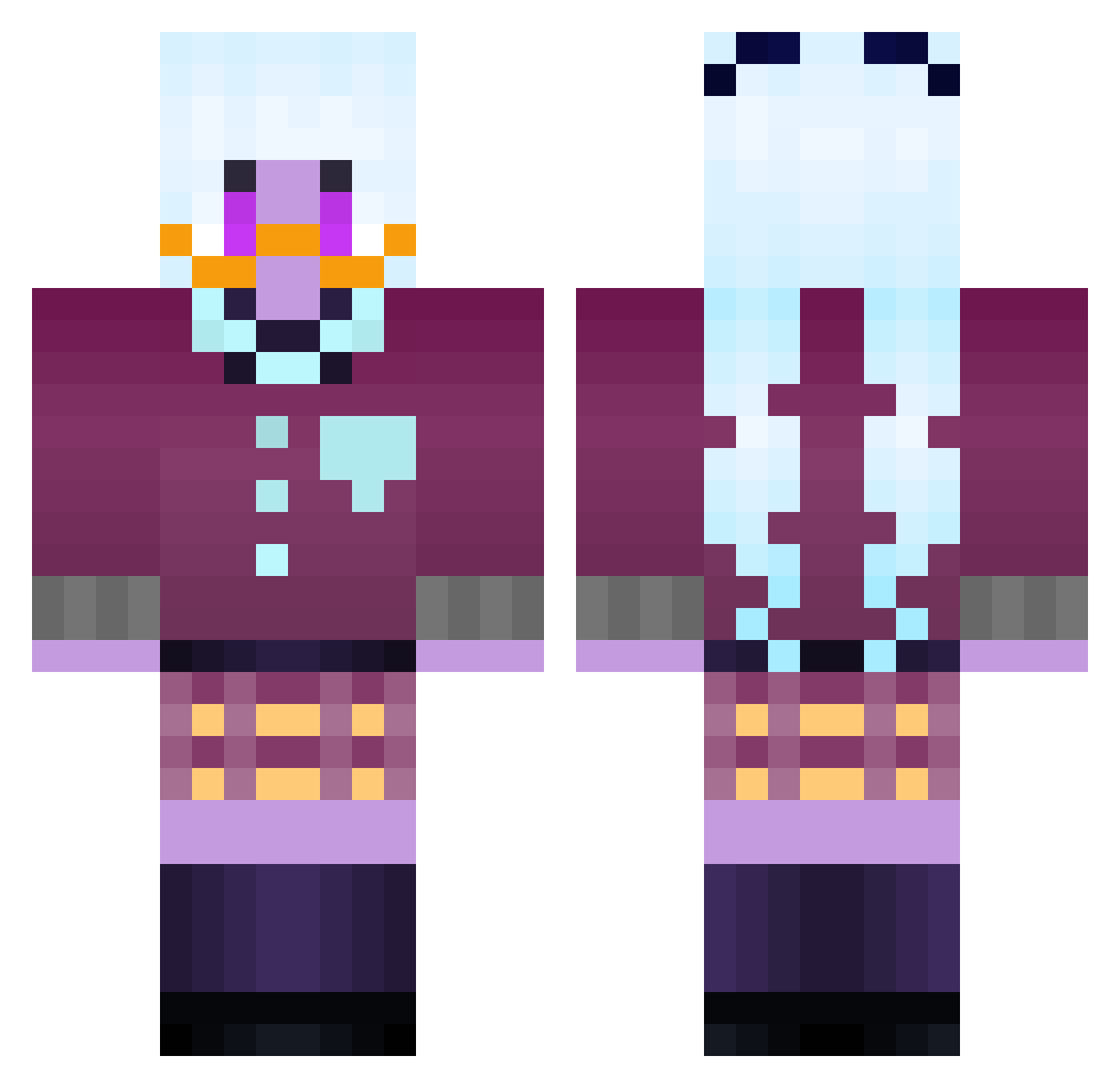 Dromaeosaur2007 Minecraft skin, front and back view