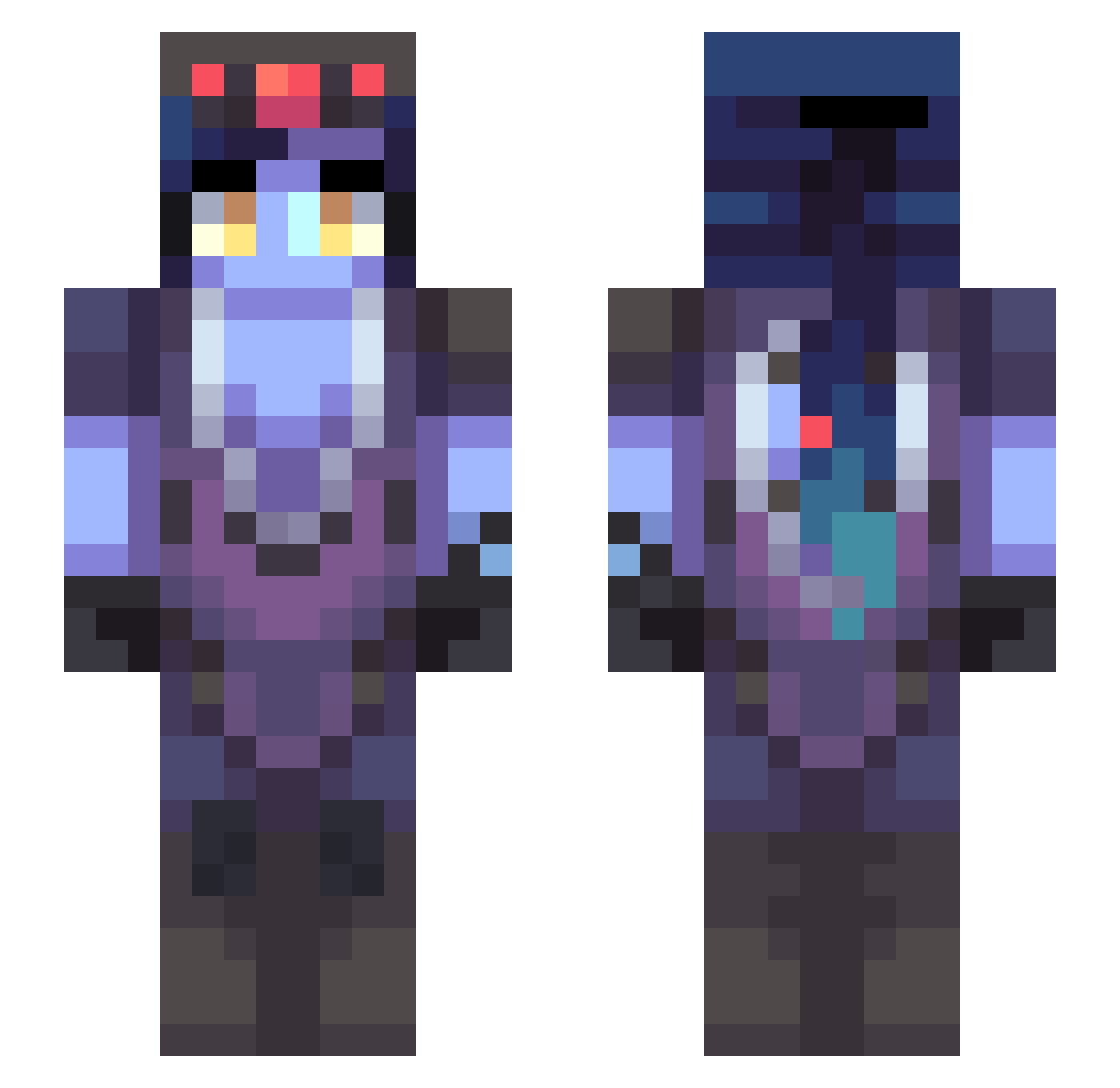 electriccraven Minecraft skin, front and back view