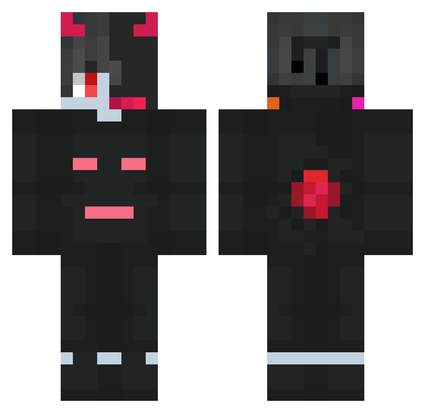 SleepyQuinn Minecraft skin, front and back view