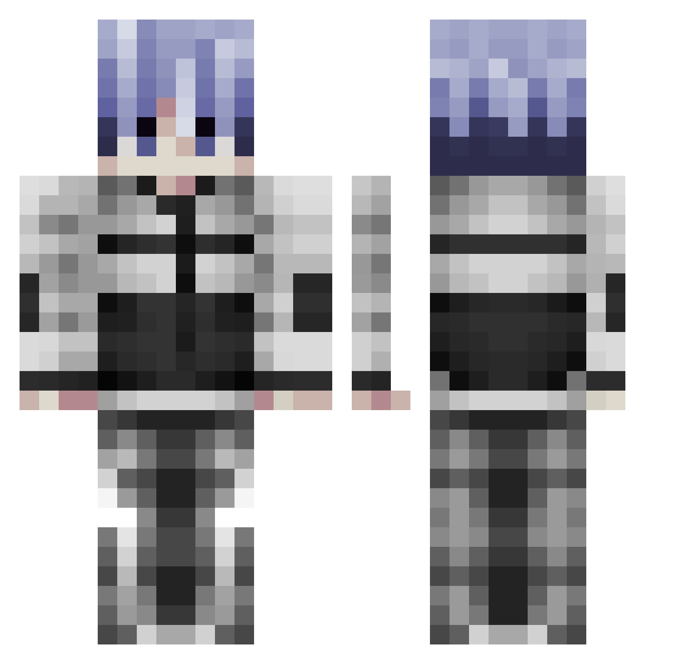 TZHP Minecraft skin, front and back view