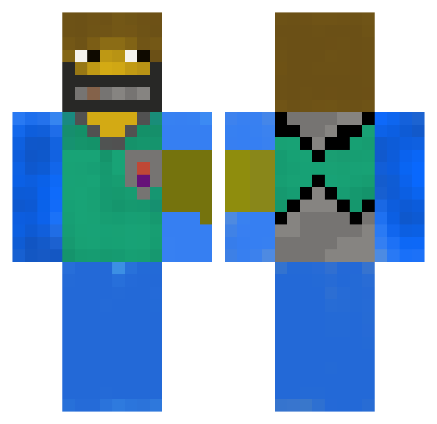 Minteror Minecraft skin, front and back view
