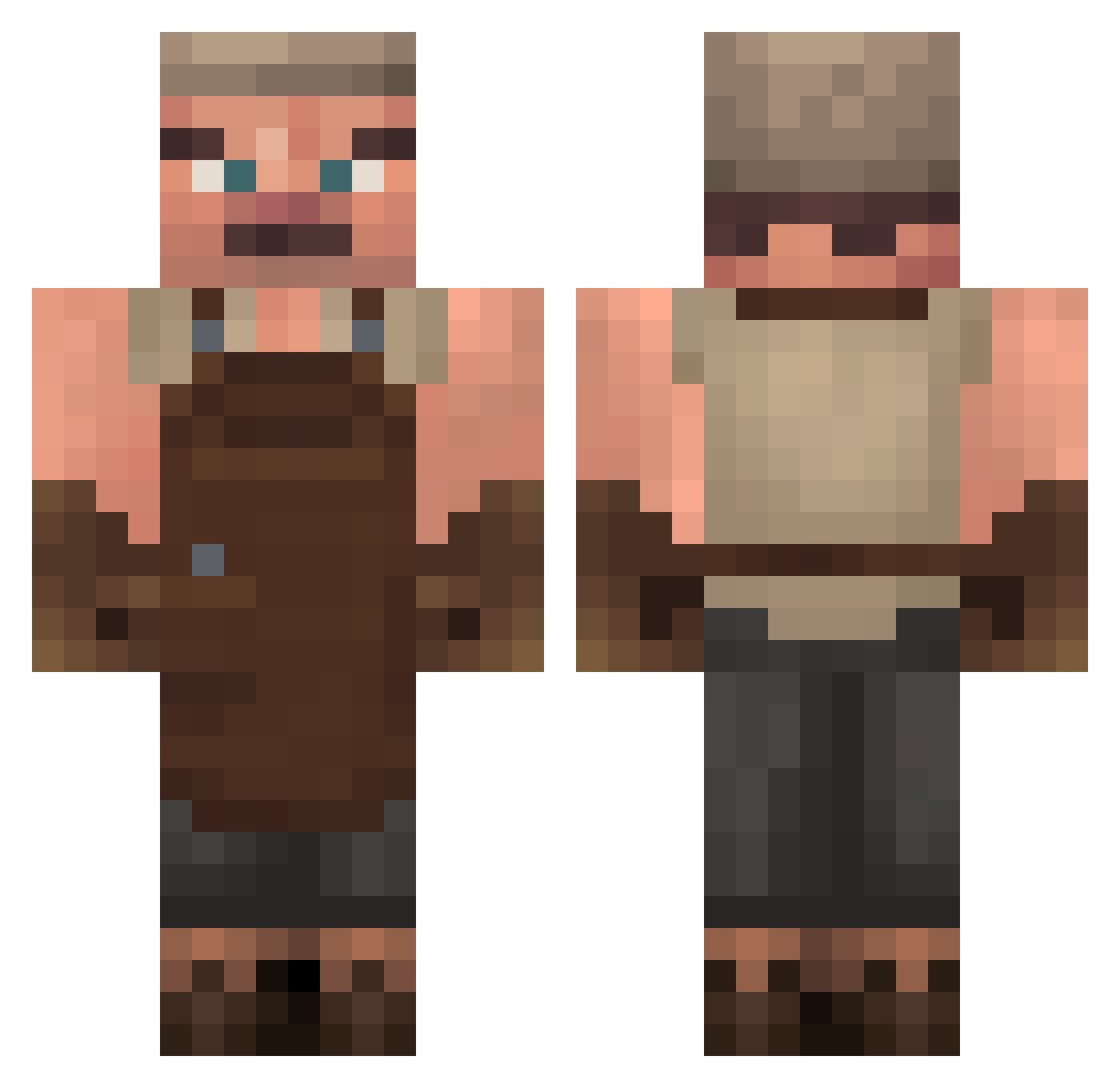 Stoucan Minecraft skin, front and back view