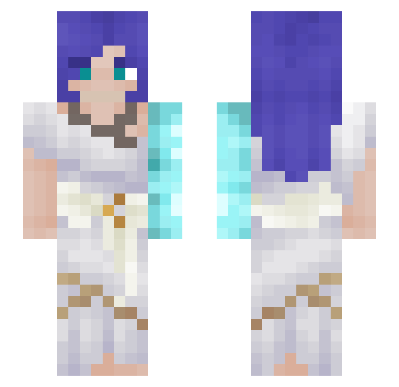 Albaan Minecraft skin, front and back view