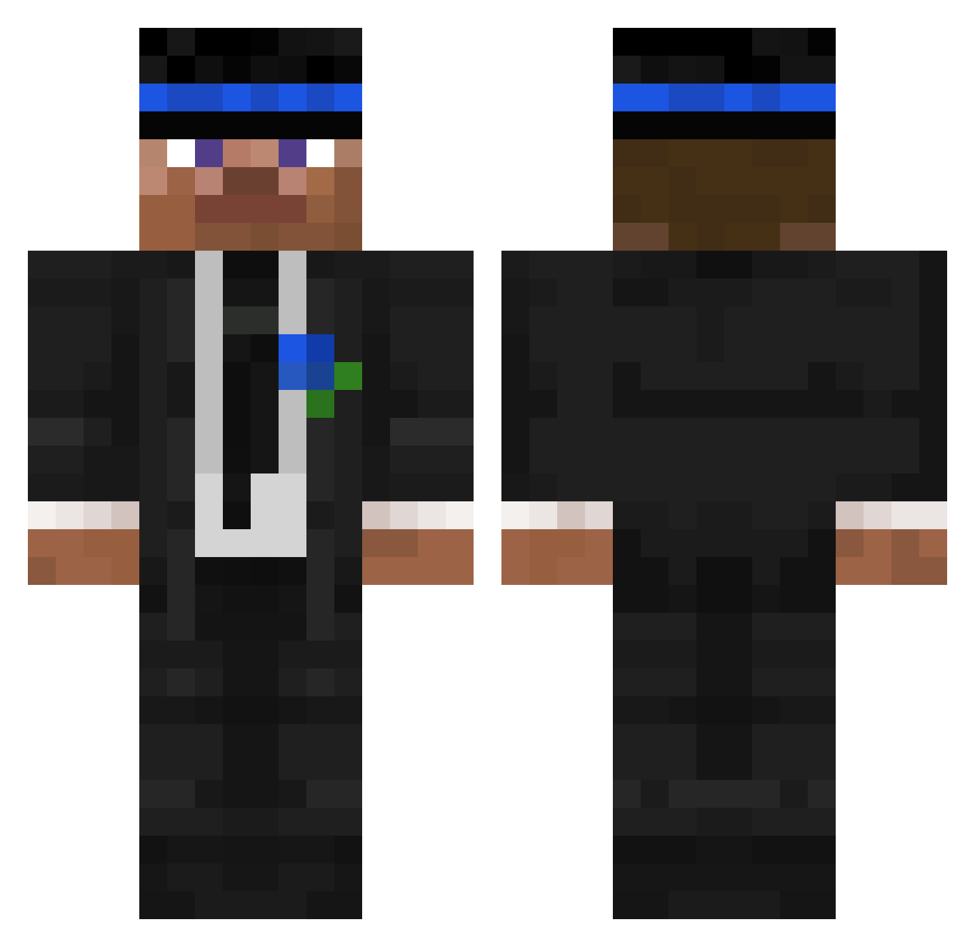 Agentive Minecraft skin, front and back view