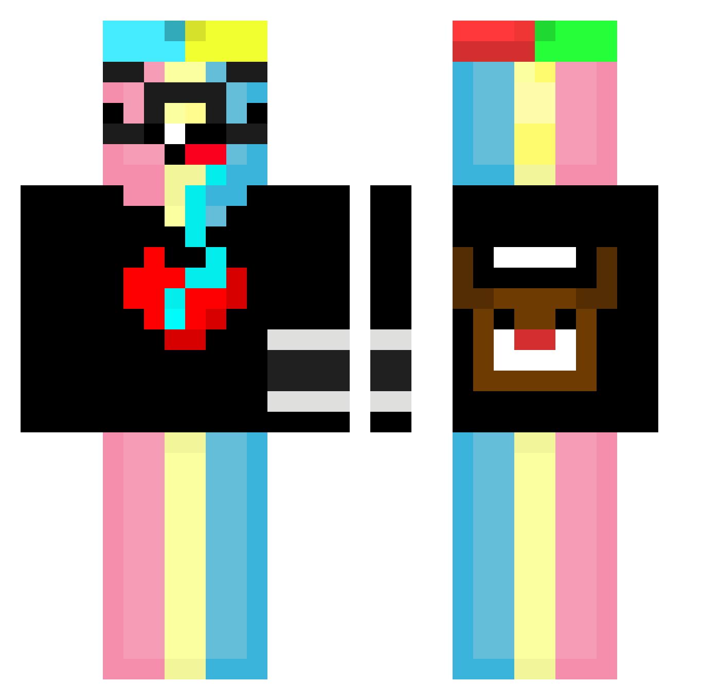 Wumkus Minecraft skin, front and back view
