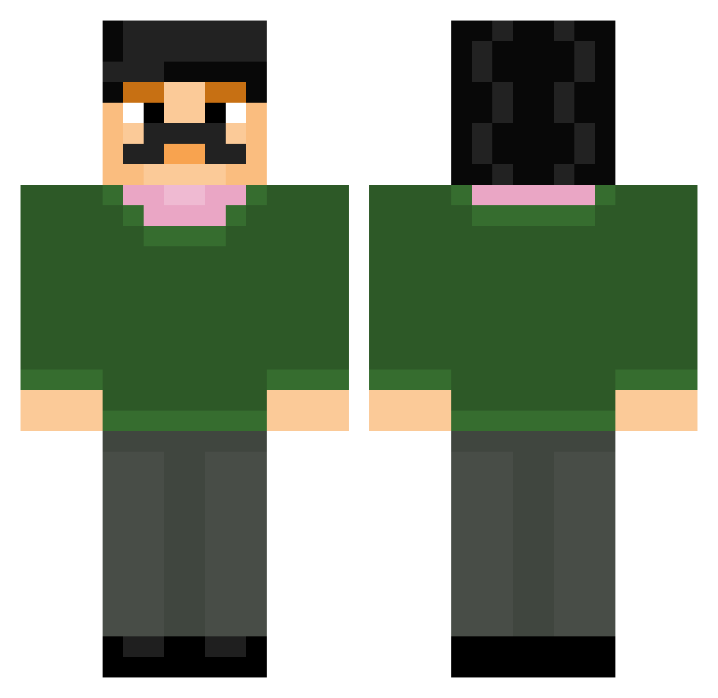 PitcherJ21 Minecraft skin, front and back view