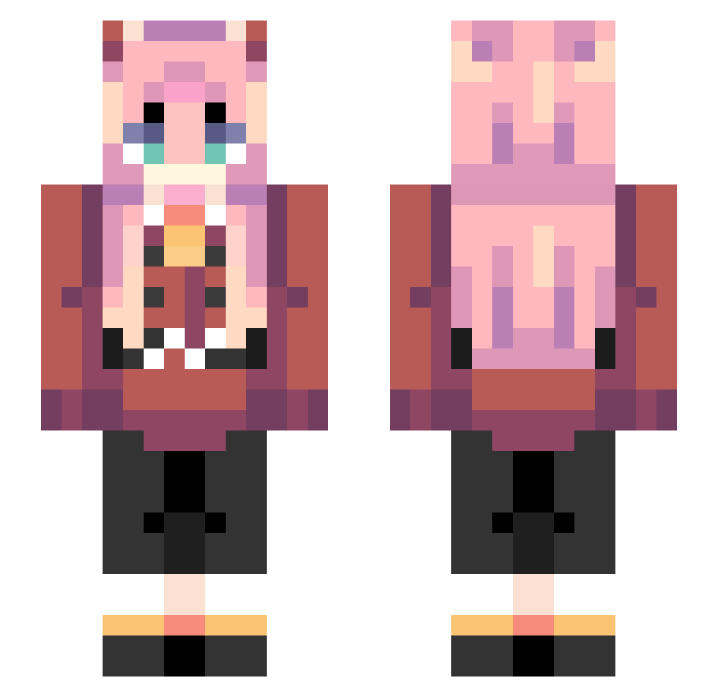 Samsoncallie Minecraft skin, front and back view