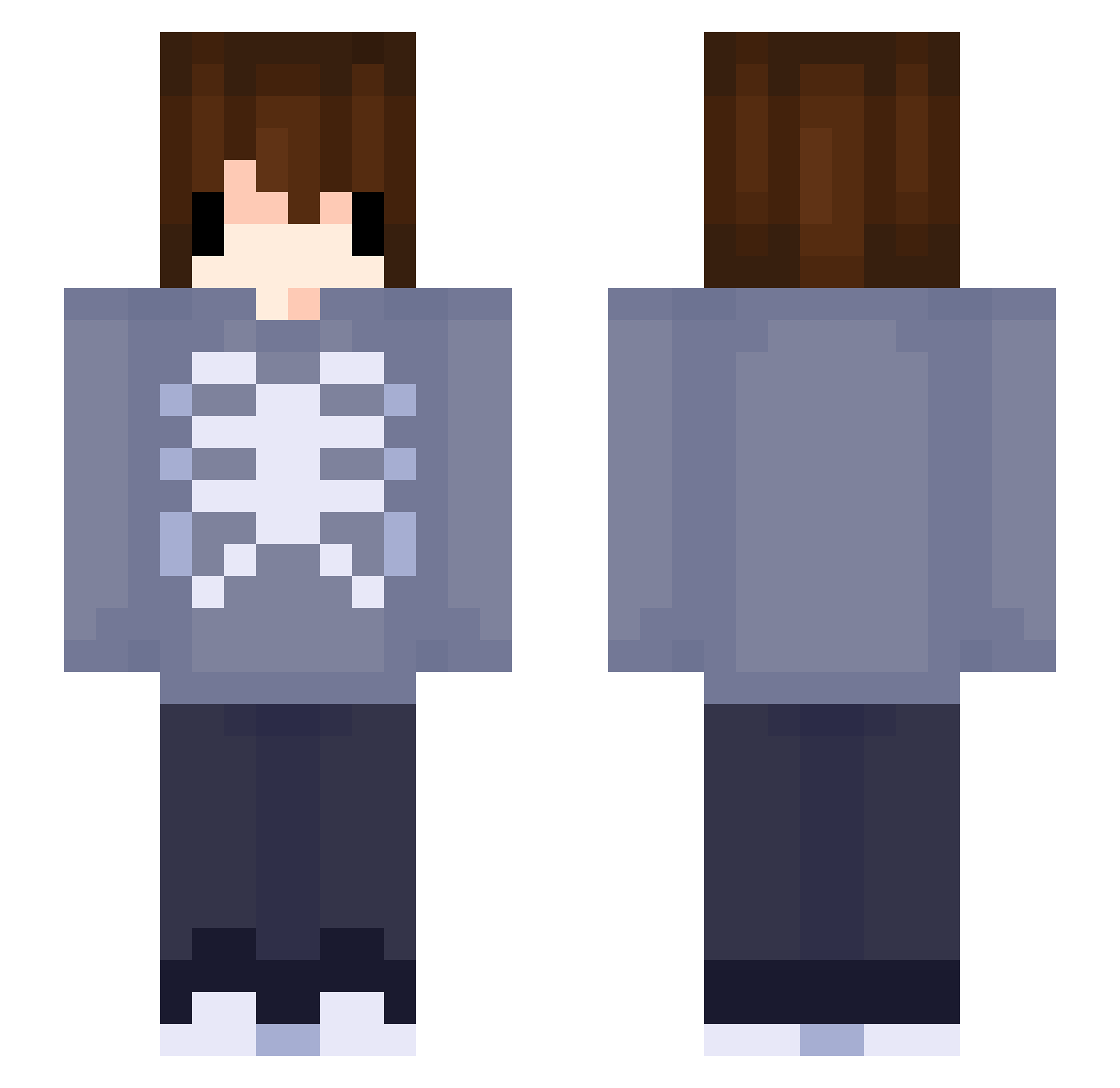 arcadesynths Minecraft skin, front and back view