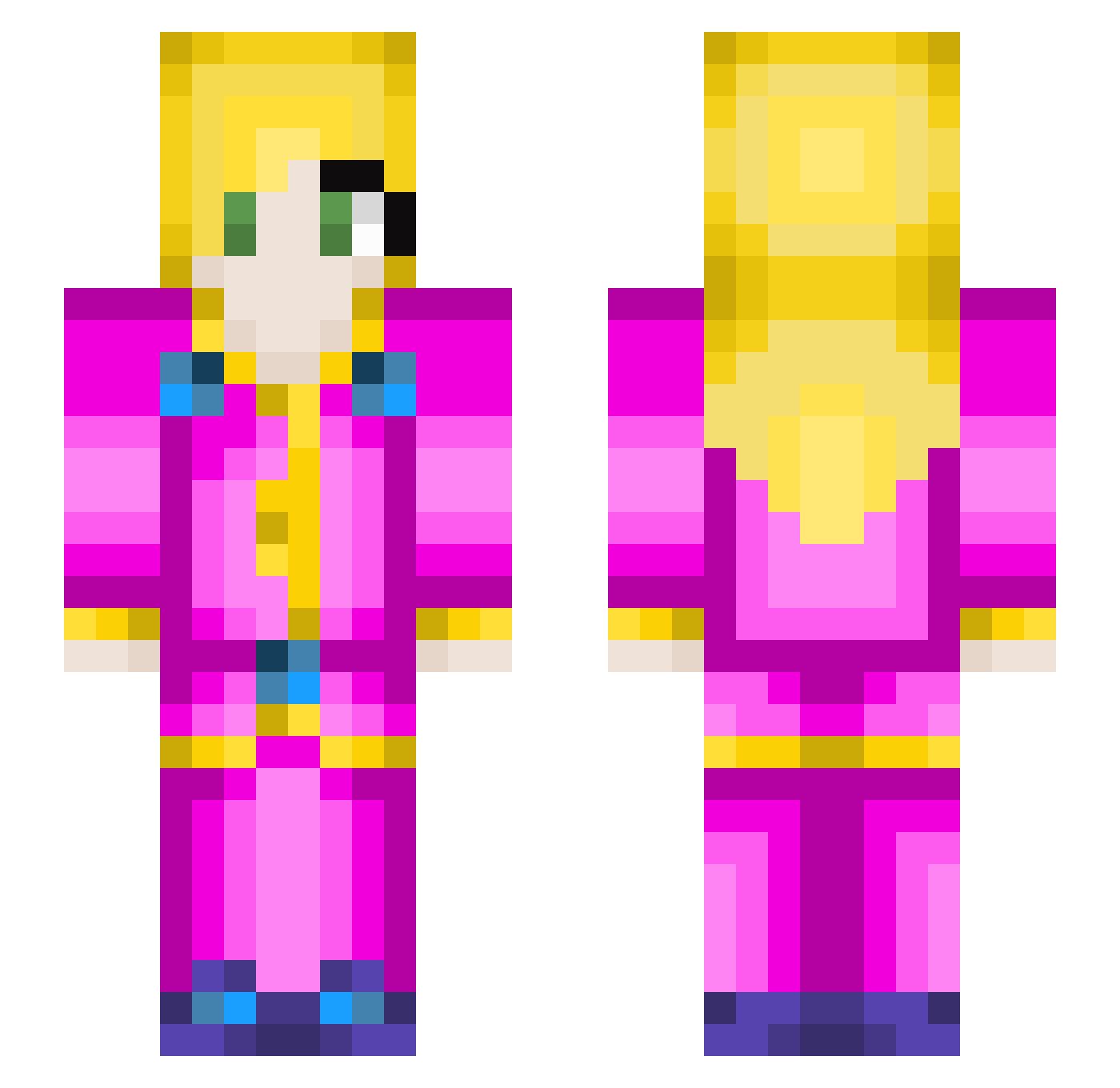 CheeseMiku Minecraft skin, front and back view
