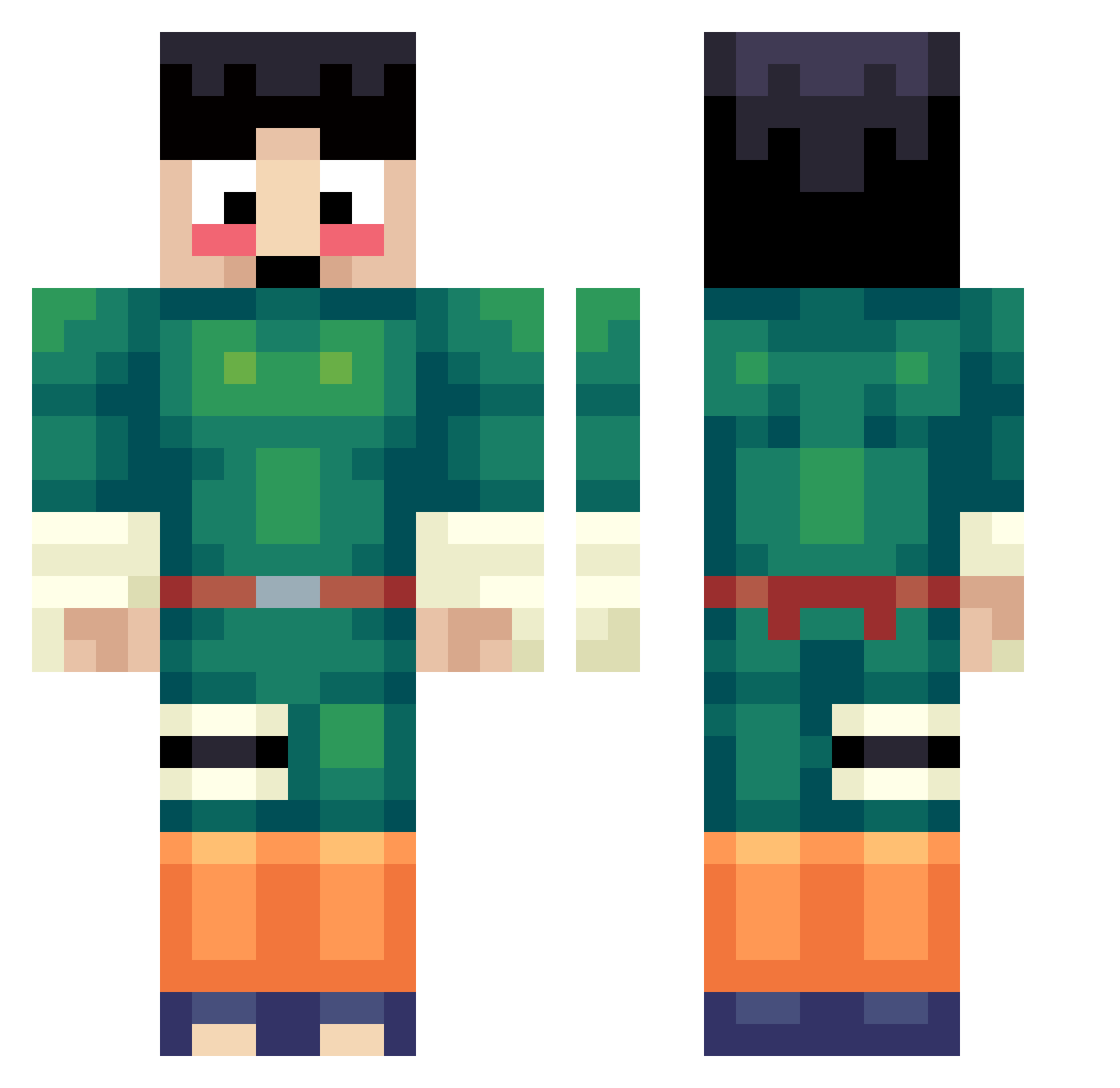 knishes Minecraft skin, front and back view