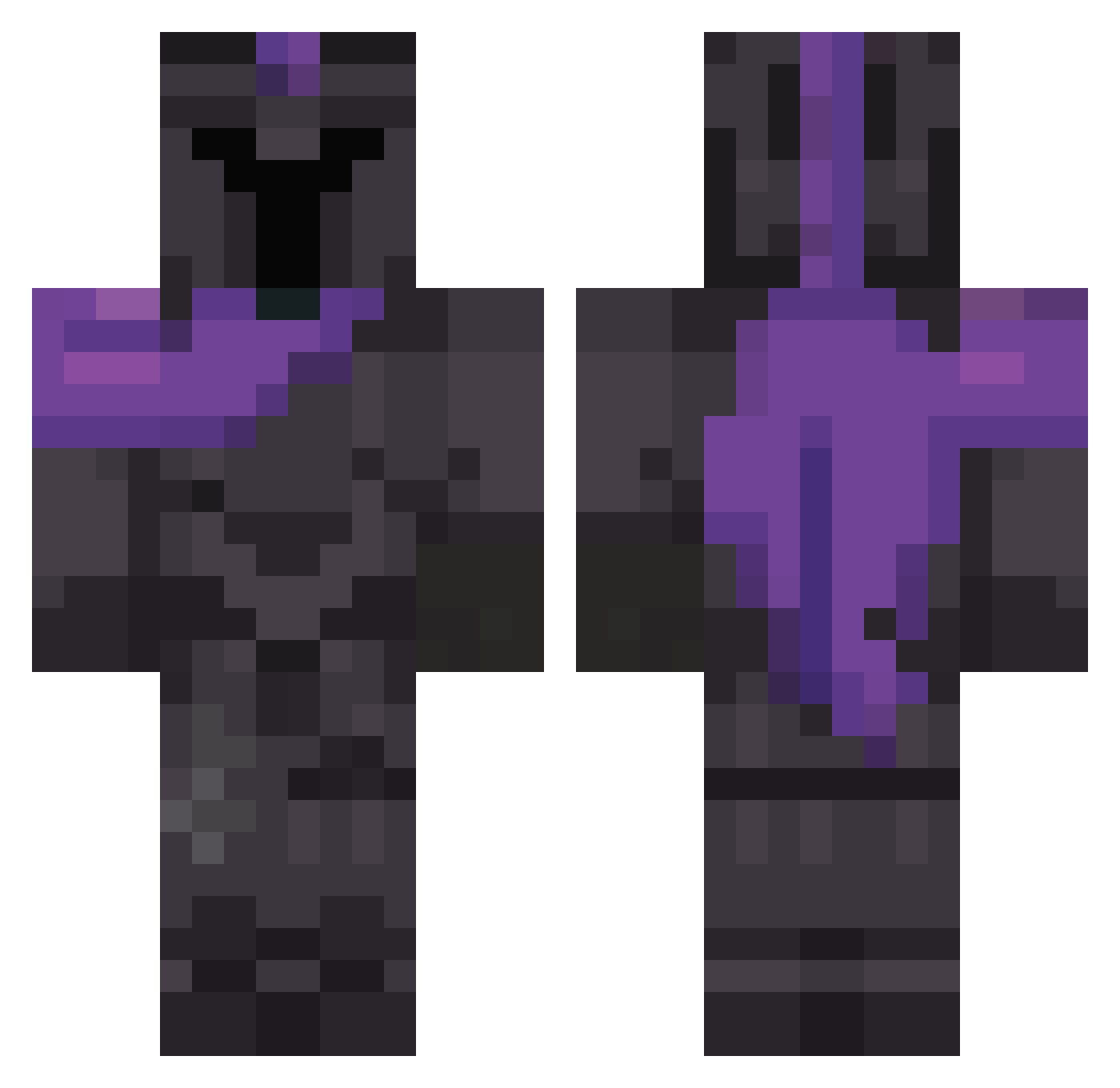 Sentinel Minecraft skin, front and back view