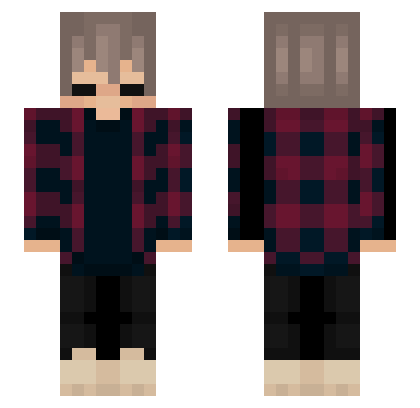 Snipez2008 Minecraft skin, front and back view