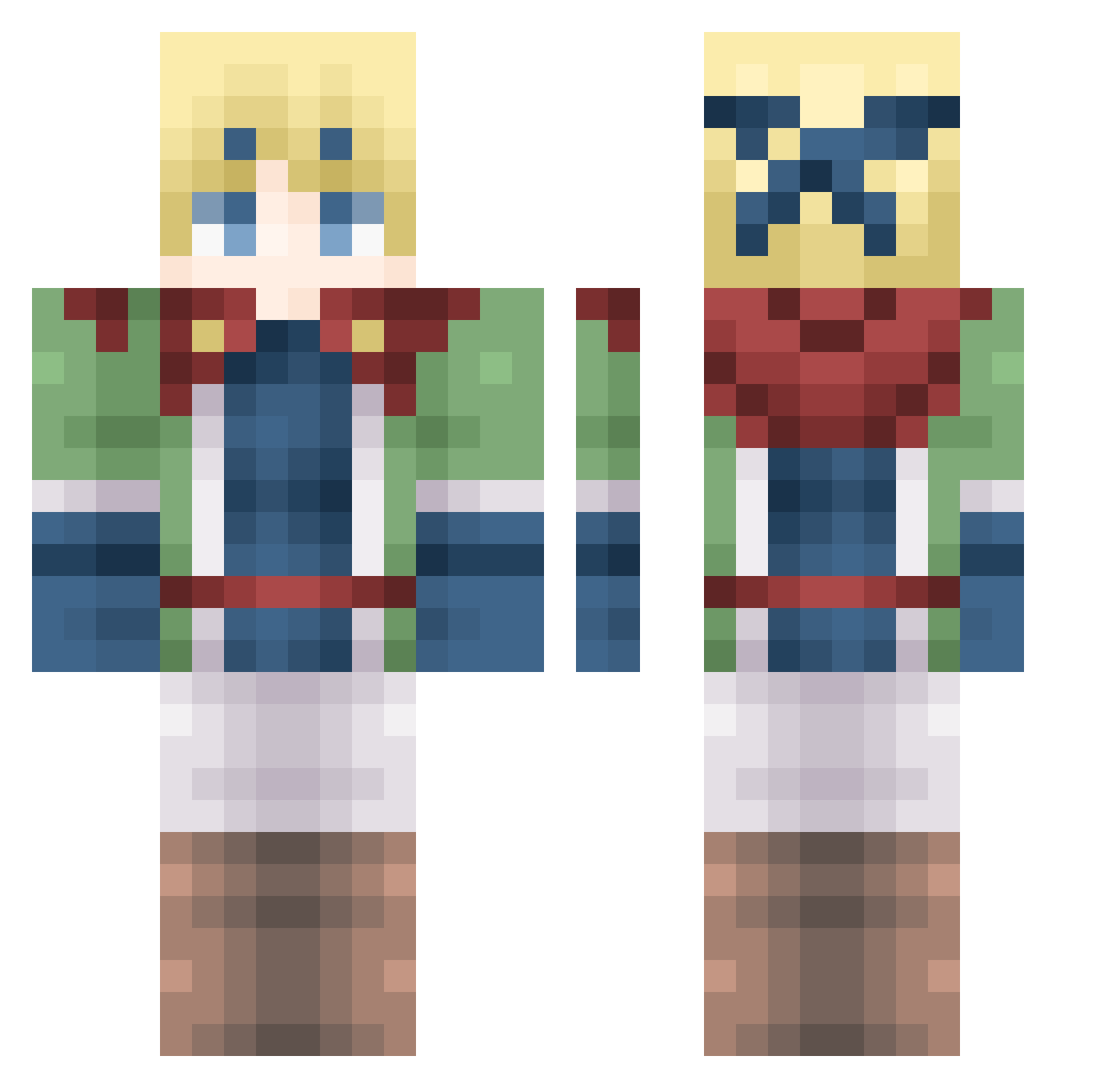 Syracan Minecraft skin, front and back view