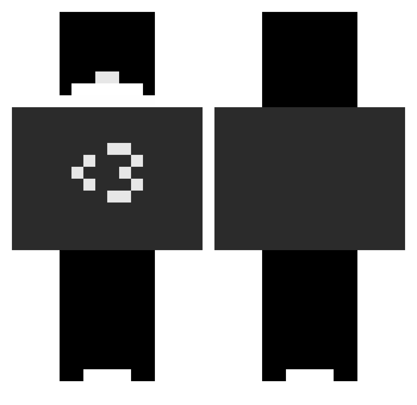 Strawbiis Minecraft skin, front and back view