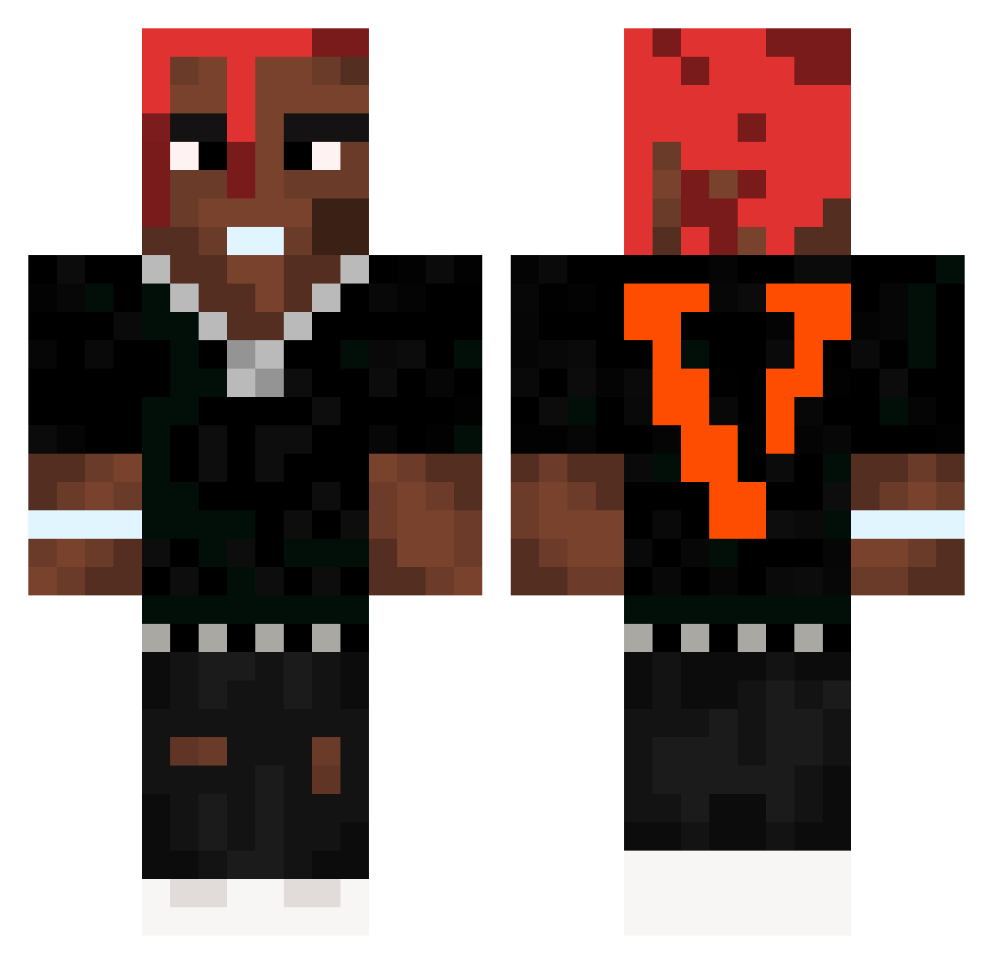 AchromasX Minecraft skin, front and back view